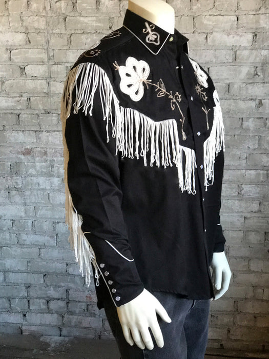 Rockmount Mens Black 100% Cotton Vintage Fringe Western L/S Shirt