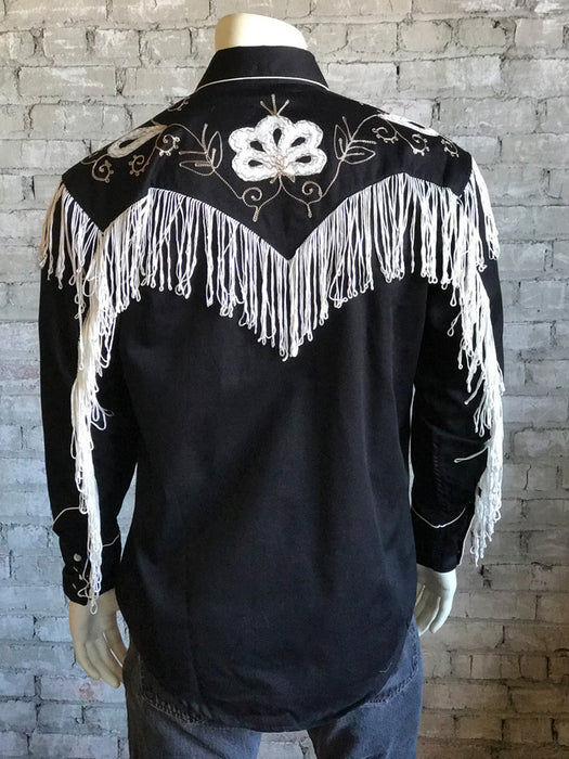 Rockmount Mens Black 100% Cotton Vintage Fringe Western L/S Shirt