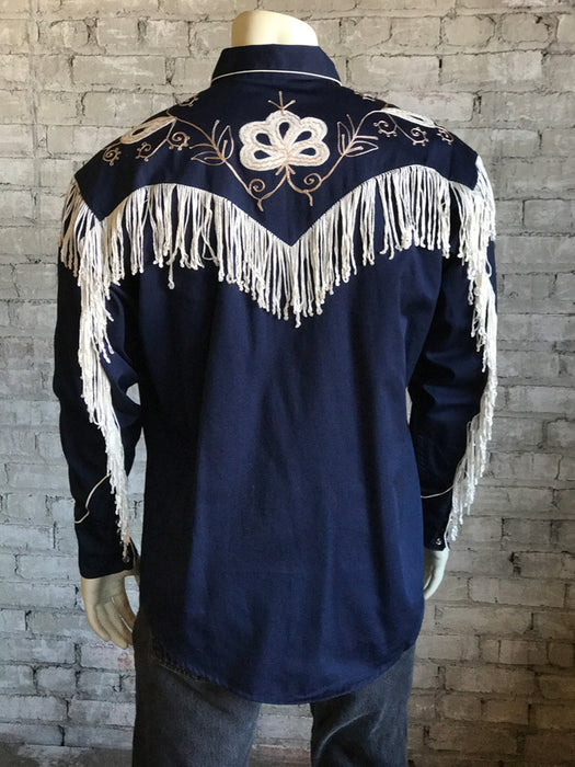 Rockmount Mens Navy 100% Cotton Vintage Fringe Western L/S Shirt