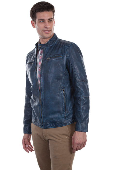 Scully Mens Denim Lamb Cafe Racer Jacket