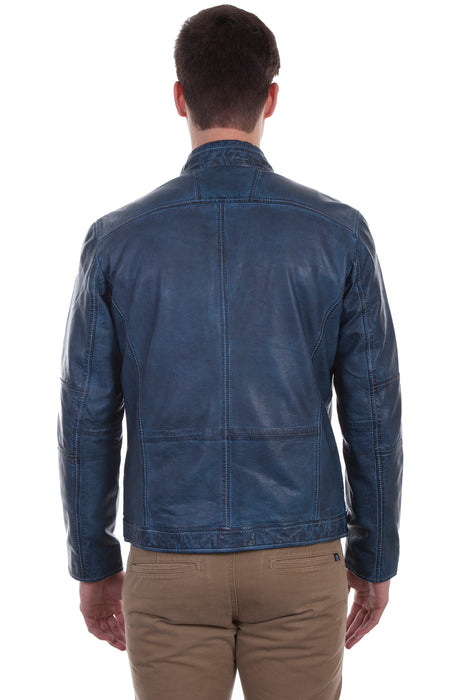 Scully Mens Denim Lamb Cafe Racer Jacket