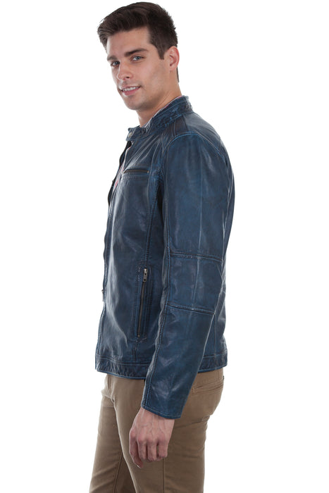 Scully Mens Denim Lamb Cafe Racer Jacket