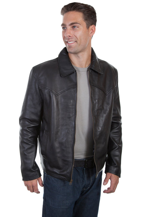 Scully Mens Black Soft Lamb Zip Western Jacket