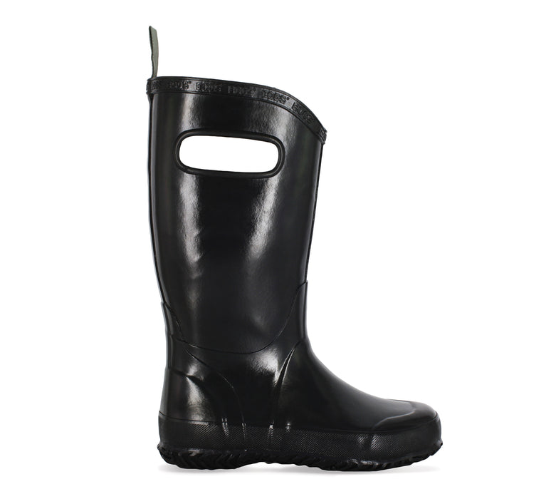 Bogs Kids Black Rubber Solid WP Rain Boots