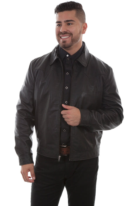 Scully Mens Black Lambskin Contemporary Jacket