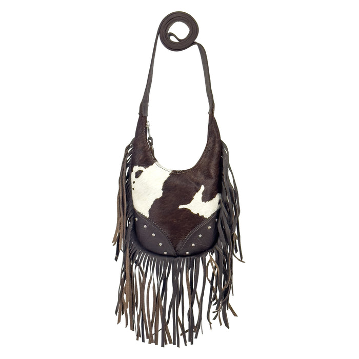 American West Womens Fringed Cowgirl Hobo Pony Hair-On Leather Crossbody Bag