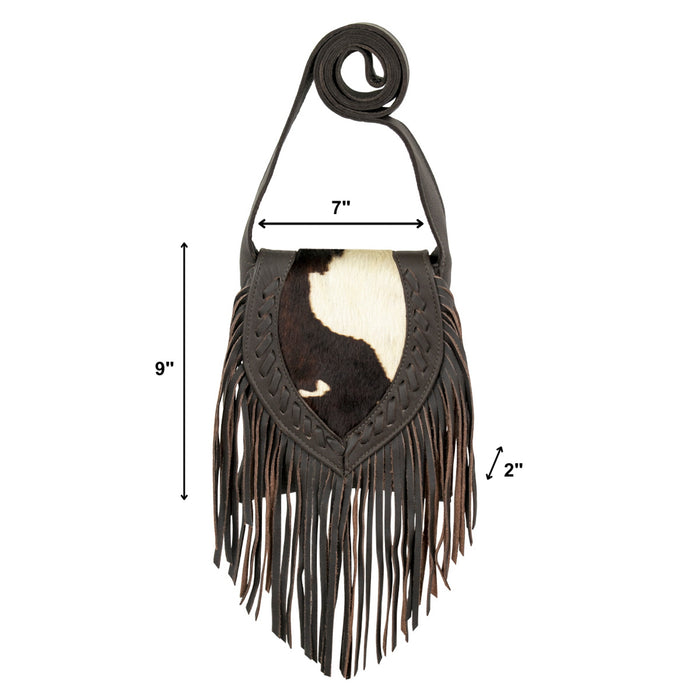 American West Womens Fringed Cowgirl 7in Pony Hair-On Leather Crossbody Bag