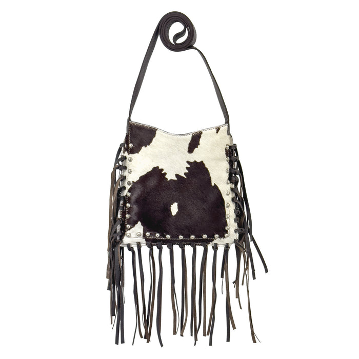 American West Womens Fringed Cowgirl 10in Pony Hair-On Leather Crossbody Bag