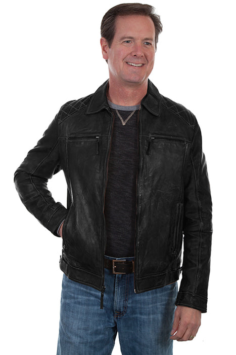 Scully Mens Black Lamb Leather Washed Jacket