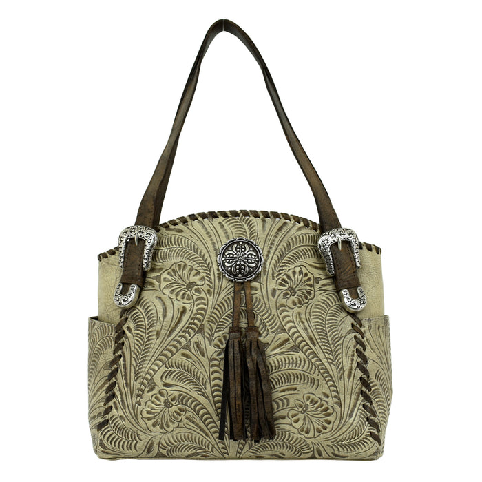 American West Womens Lariats and Lace Sand Leather Handbag Bag