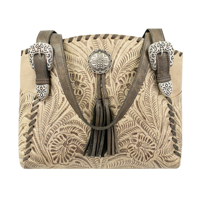 American West Womens Lariats and Lace Sand Leather Handbag Bag