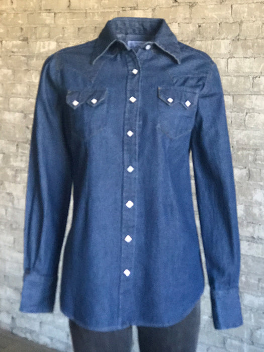 Rockmount Womens Denim 100% Cotton Stonewash Sawtooth Western L/S Shirt