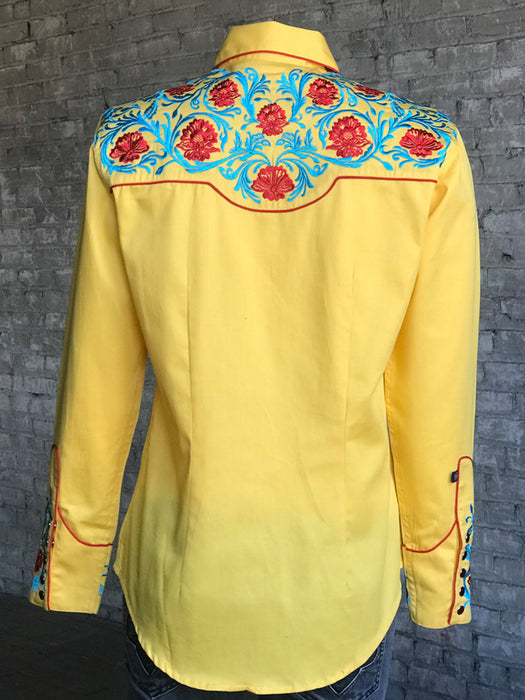 Rockmount Womens Gold 100% Cotton Red/Blue Vintage Western L/S Shirt