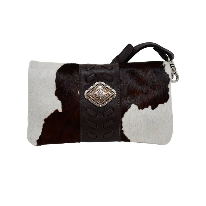 American West Womens Grab and Go Pony Hair-On Leather Clutch Bag