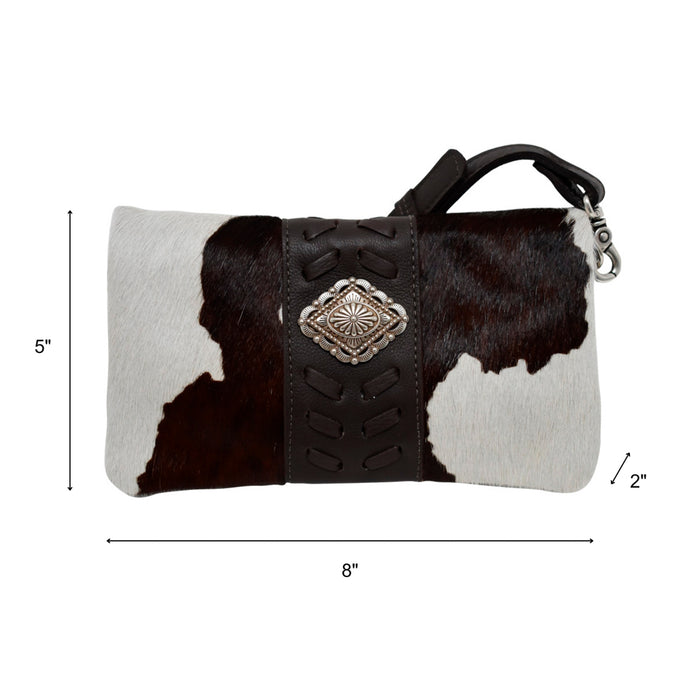 American West Womens Grab and Go Pony Hair-On Leather Clutch Bag