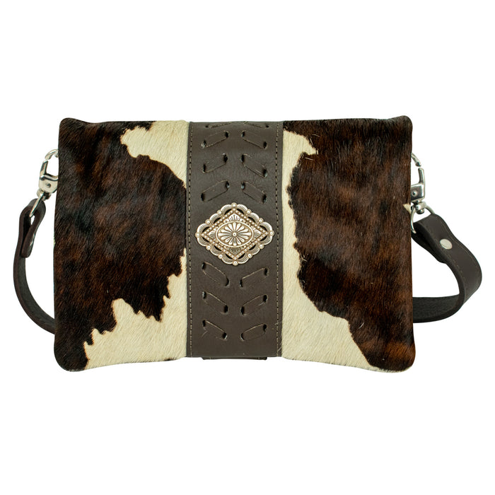 American West Womens Large Grab and Go Pony Hair-On Leather Crossbody Bag