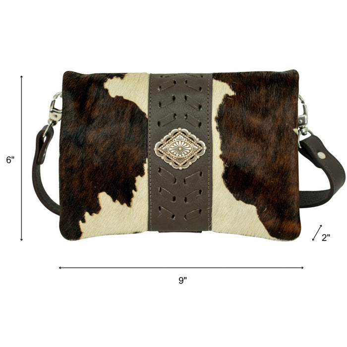 American West Womens Large Grab and Go Pony Hair-On Leather Crossbody Bag