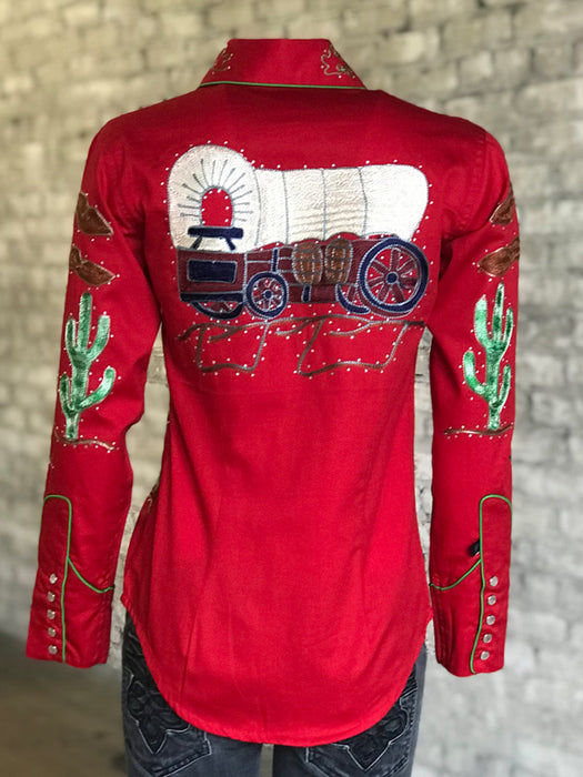 Rockmount Womens Red 100% Cotton Porter Wagoner L/S Shirt