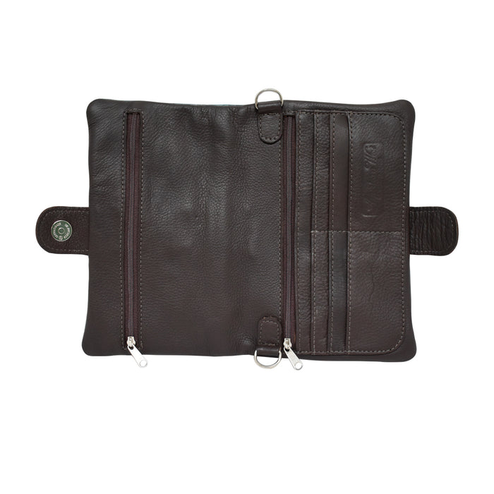 American West Womens Grab and Go Dark Brown Leather Clutch Bag