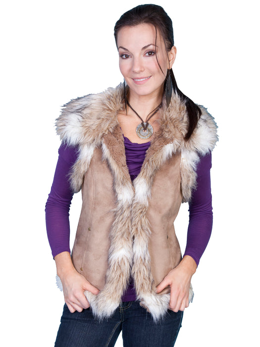 Scully Ladies Faux Microsuede Fur Vest Hazelnut 100% Polyester