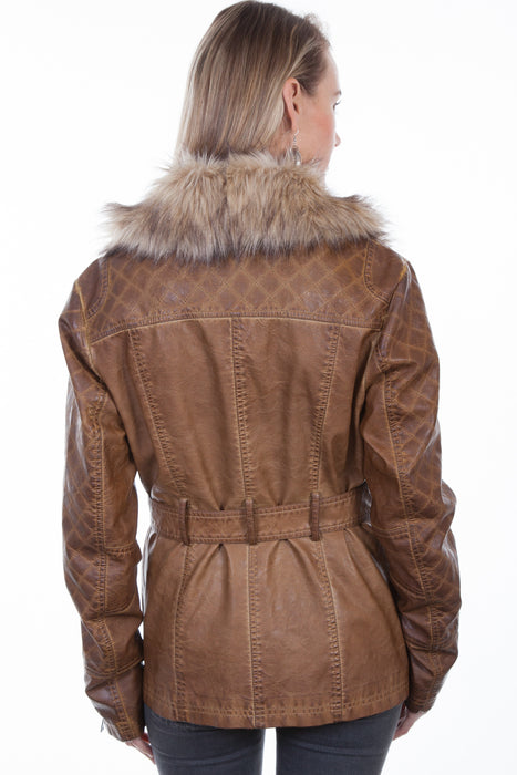 Scully Womens Brown Polyester Faux Fur Jacket