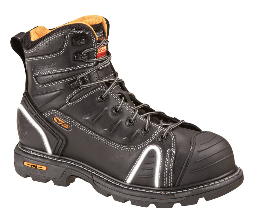 Thorogood Mens Genflex Black Leather Work Boots 6in Lace-to Safety Toe