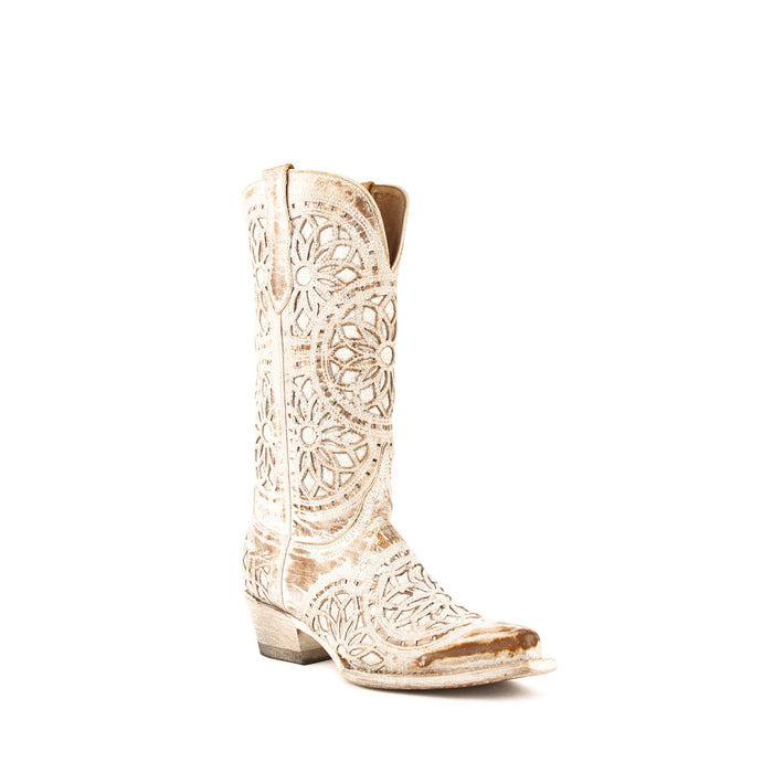 Ferrini Ladies Shabby Chic Leather Mandala V-Toe Cowboy Boots