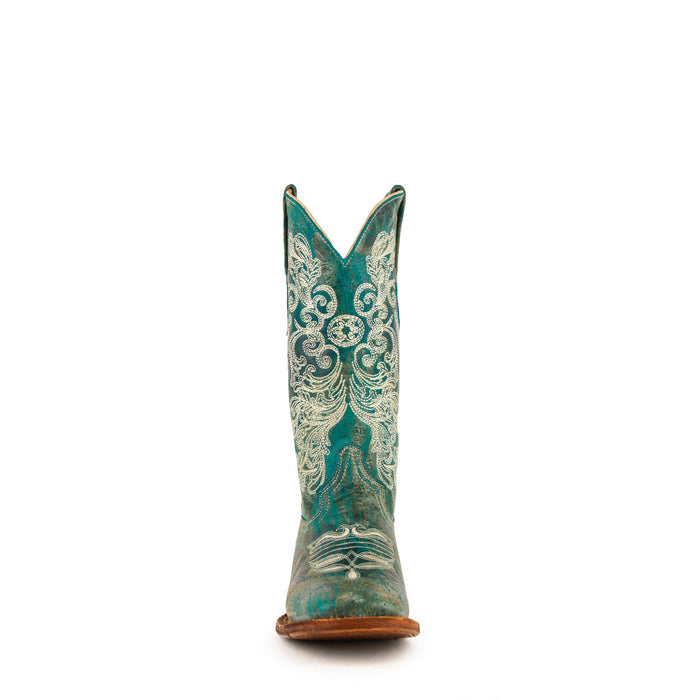 Ferrini Ladies Turquoise Leather Southern Charm S-Toe Cowboy Boots