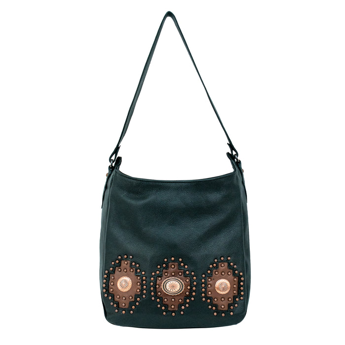 American West Womens Midnight Copper CC Black Leather Handbag Bag