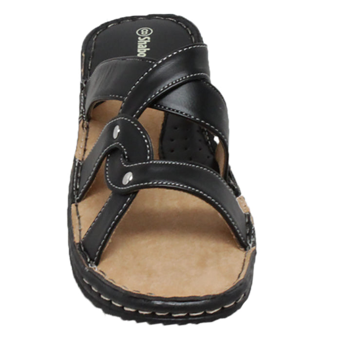 Shaboom Womens Black Sandal Slides Faux Leather