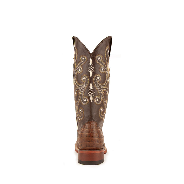 Ferrini Ladies Rust Leather Caiman Print S-Toe Stampede Cowboy Boots