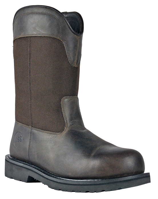 Hoss Boots Mens Brown Leather Buck Pull On ST Work Boots