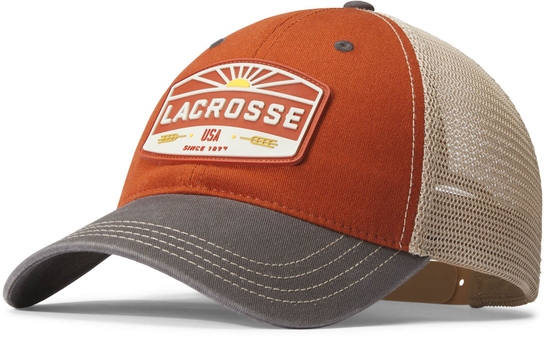 Lacrosse Unisex Harvester Orange/Khaki Cotton Blend Trucker Cap