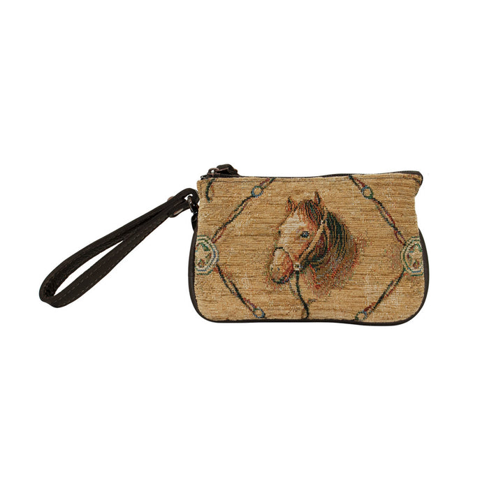 American West Womens Bits and Bridle Woven Tapestry Leather Clutch Bag