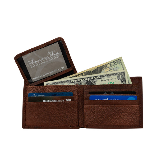 American West Mens Waxed Black Leather Bifold Wallet