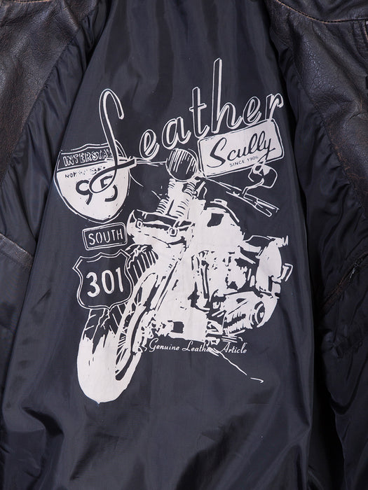 Scully Leather Mens Charcoal Sanded Calf Cafe Racer Racing Jacket