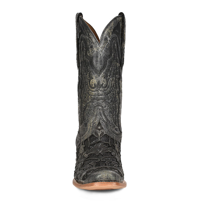 Corral Womens Inlay Horseman Toe Black Alligator Leather 12.5in Cowboy Boots