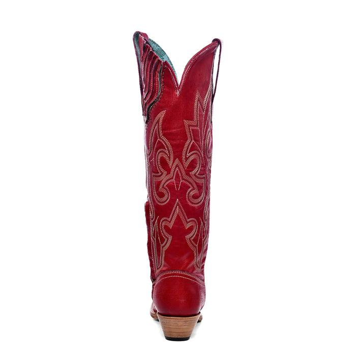 Corral Womens Embroidery Tall Top Snip Toe Red Cowhide 17in Cowboy Boots