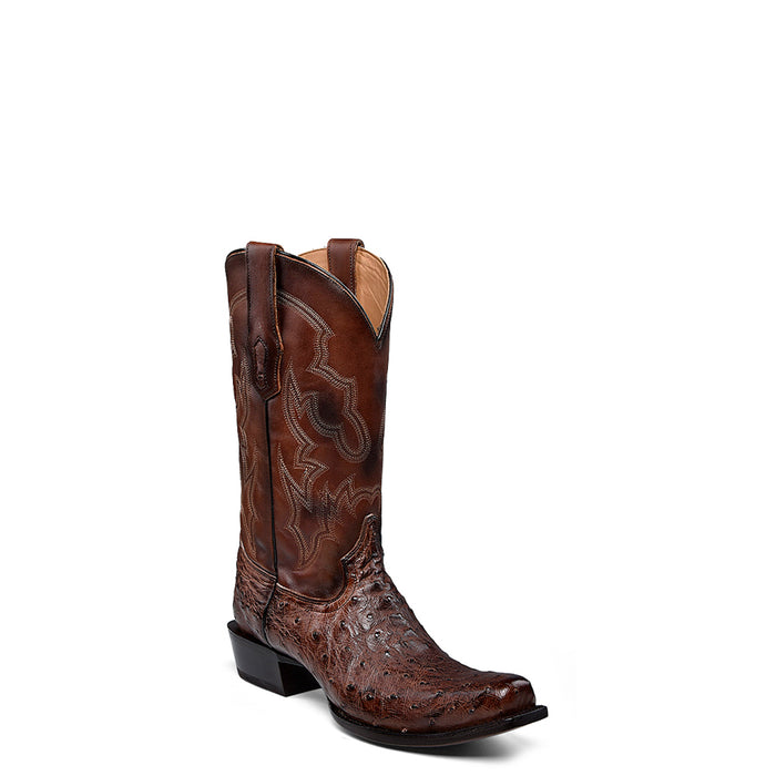 Corral Mens Embroidery Narrow Square Toe Brown Ostrich 12in Cowboy Boots