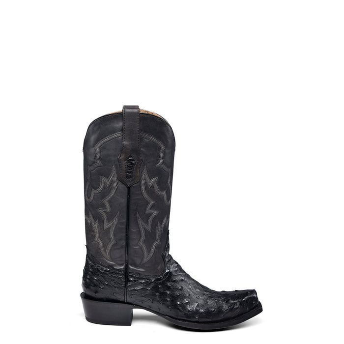 Corral Mens Embroidery Narrow Square Toe Black Ostrich 12in Cowboy Boots