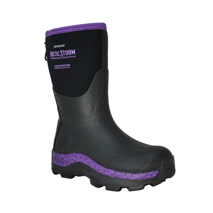 Dryshod Womens Arctic Storm Mid Black/Purple Neoprene Extreme-Cold Snow Boots