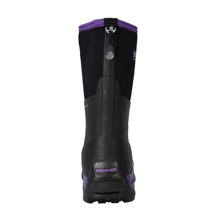 Dryshod Womens Arctic Storm Mid Black/Purple Neoprene Extreme-Cold Snow Boots