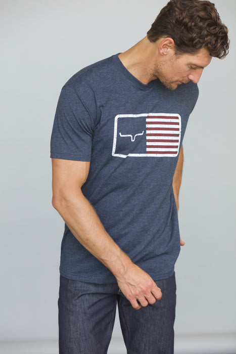 Kimes Ranch Mens American Trucker Tee Navy Cotton Blend S/S T-Shirt