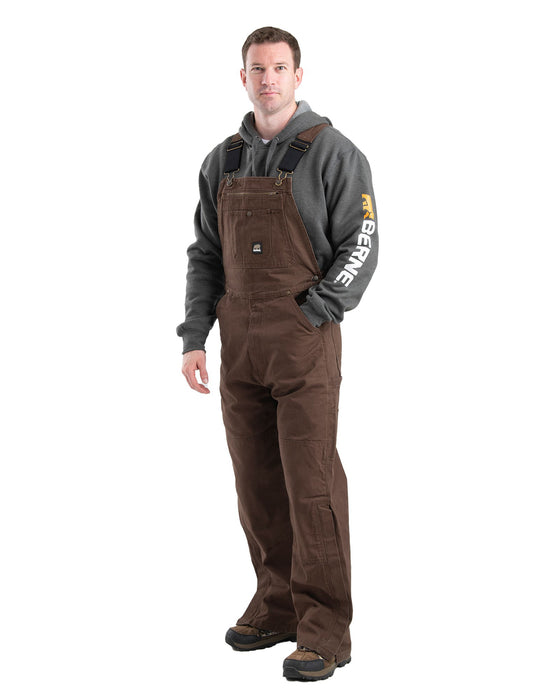 Berne Mens Heartland Unlined Washed Duck Bark 100% Cotton Bib Overall