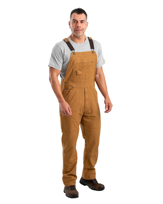 Berne Apparel Mens Highland Flex Unlined Brown Duck Cotton Blend Bib Overall