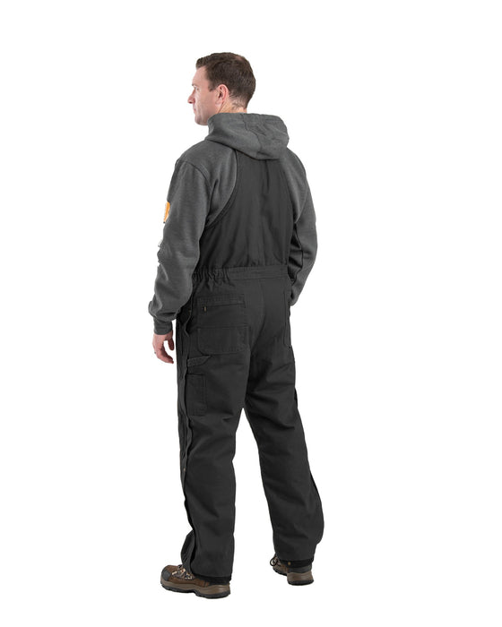 Berne Mens Heartland Insulated Washed Duck Black 100% Cotton Bib Overall