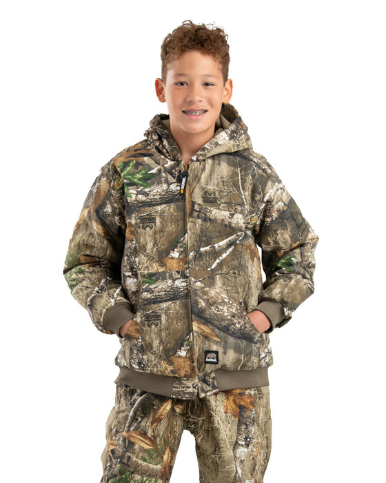 Berne Boys Realtree Edge 100% Cotton Youth Hooded Jacket