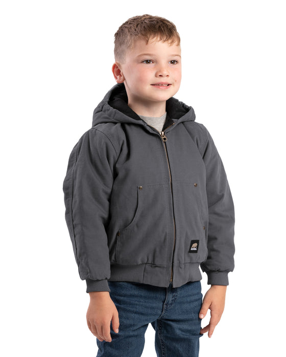 Berne Youth Unisex Softstone Duck Hooded Titanium 100% Cotton Jacket