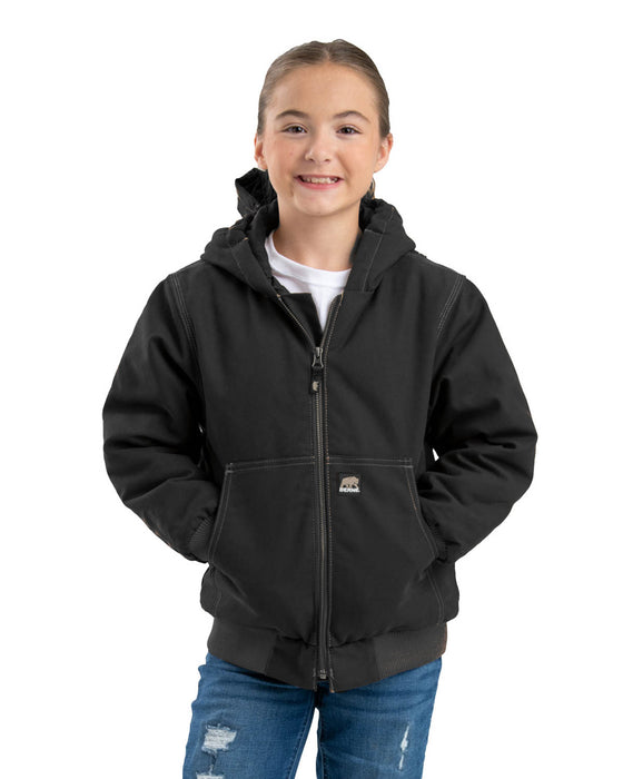 Berne Unisex Black 100% Cotton Youth Hooded Jacket