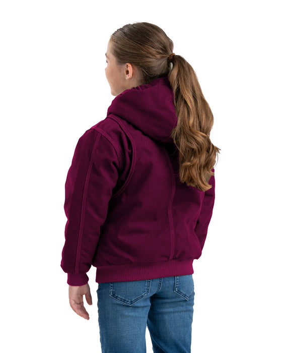 Berne Youth Unisex Highland Softstone Duck Hooded Plum 100% Cotton Jacket